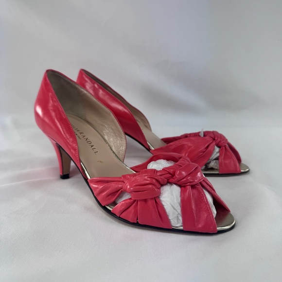 Loeffler Randall Knot Kid Nappa Leather D'Orsay Pumps Peep Toe Lipstick Pink 7 - Picture 6 of 14